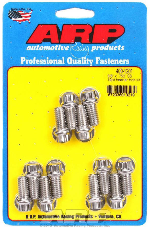 ARP - S/S Header Bolt Kit - 3/8 x .750 UHL (12)
