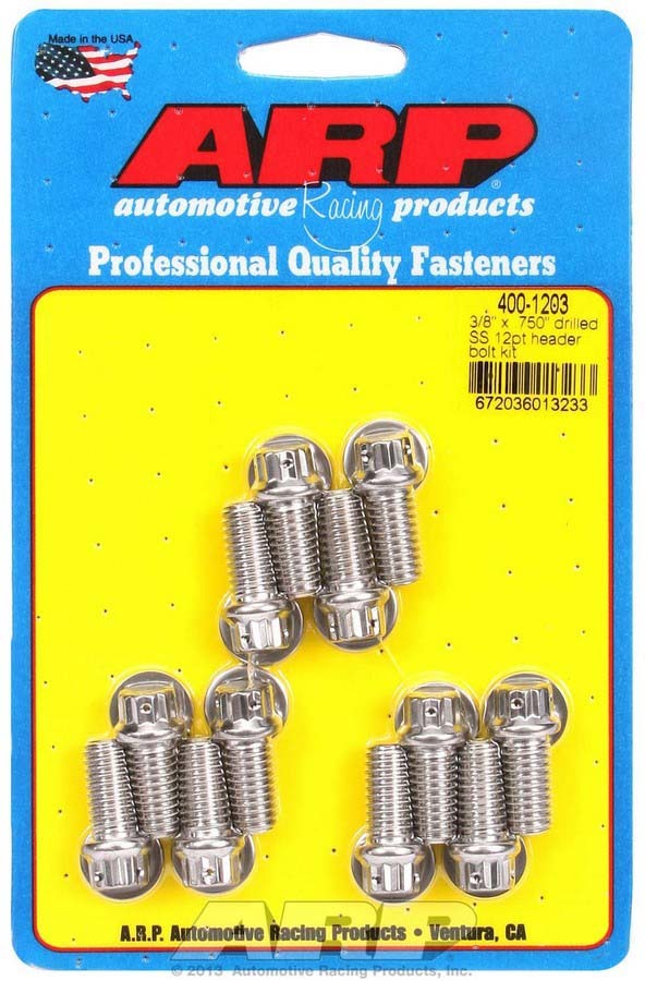 ARP - S/S Header Bolt Kit - 3/8 x .750 UHL (12)