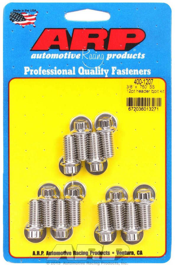 Arp - S/S Header Bolt Kit - 3/8 X .750 Uhl (12)