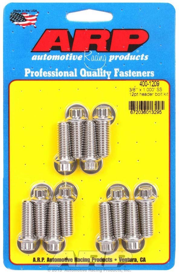 ARP - S/S Header Bolt Kit - 3/8 x 1.00 UHL (12)