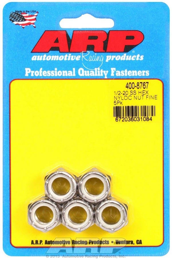 ARP - S/S 6pt. Fine Nyloc Nuts - 1/2-20 (5)
