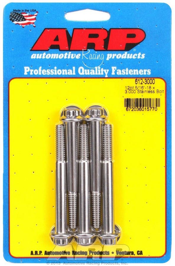 Arp - S/S Bolt Kit - 12pt. (5) 5/16-18 x 3.000