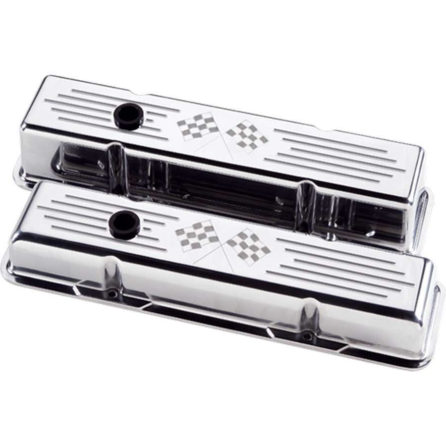 [BSP95227] Billet Specialties - Polished SBC Tall V/C Checkered Flag