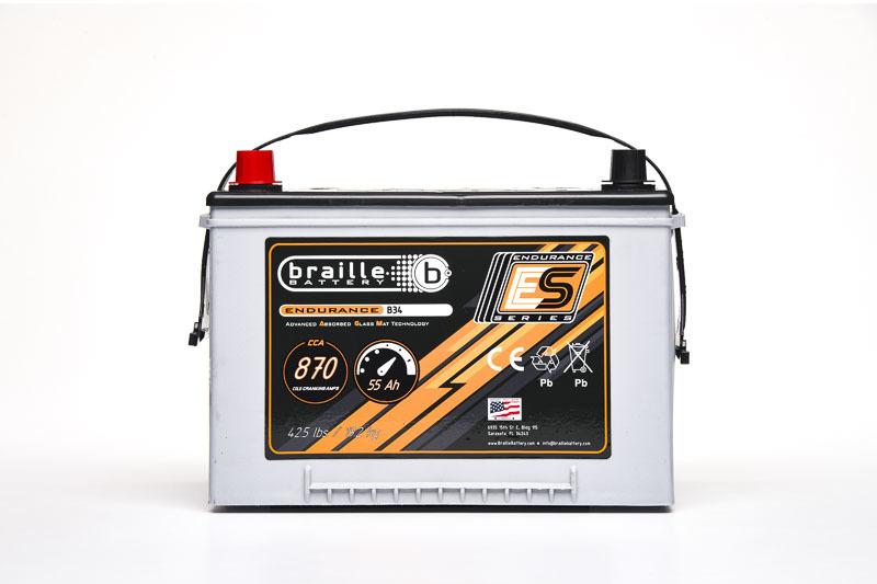 [BRBB34] Braille Auto Battery - 34 Endurance Agm Battery 870 Cca