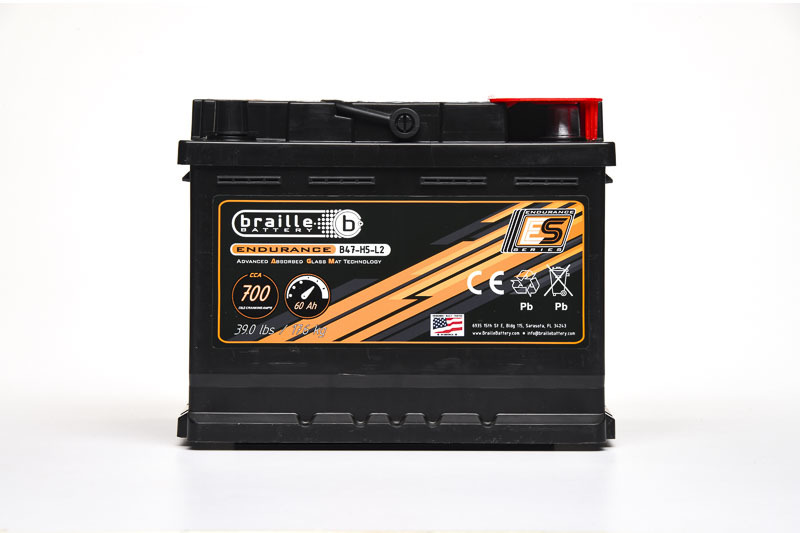 [BRBB47-H5-L2] Braille Auto Battery - 47-H5-L2 Endurance AGM Battery