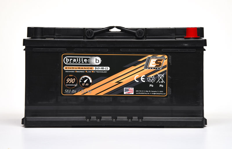 [BRBB49-H8-L5] Braille Auto Battery - 49-H8-L5 Endurance AGM Battery 990 Cca
