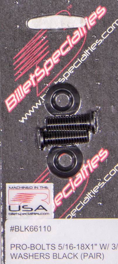 [BSPBLK66110] Billet Specialties - 5/16-18 X 1in Ss Bolts Black Pair