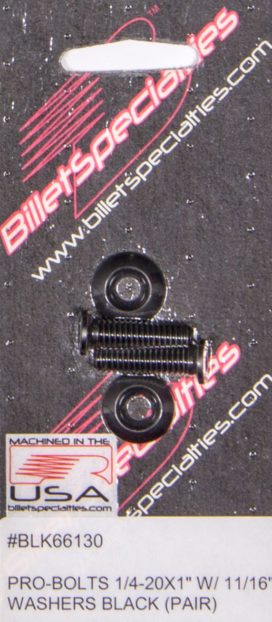 [BSPBLK66130] Billet Specialties - 1/4-20 X 1in Ss Bolts Black Pair