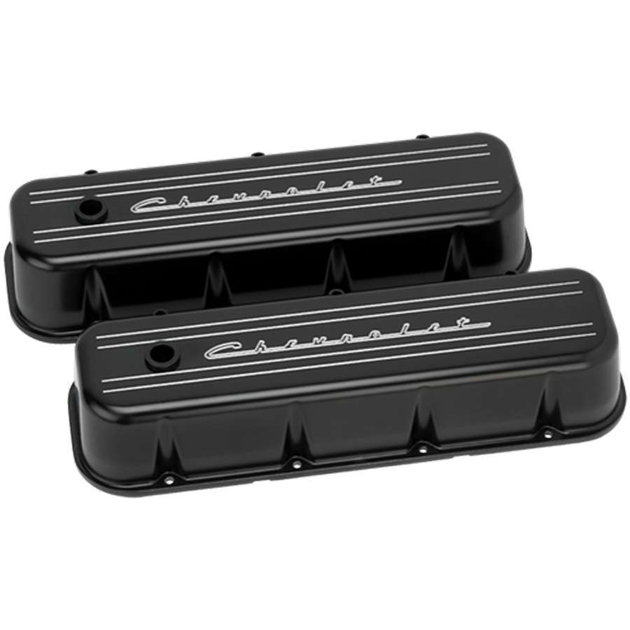 [BSPBLK96123] Billet Specialties - BBC Tall Valve Cover Chevrolet Script Black