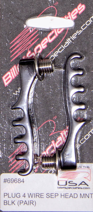 [BSP69684] Billet Specialties - 4 Wire Separator Black Cylinder Head Mount Pair