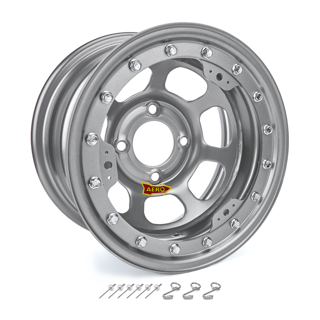 [ARW33-074520S] Aero Race Wheels - 13x7 2in. 4.50 Silver Beadlock Wheel