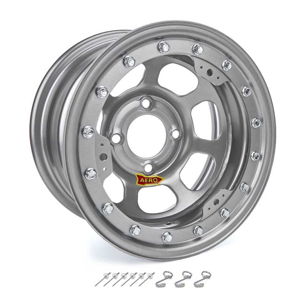 [ARW33-084520S] Aero Race Wheels - 13x8 2in. 4.50 Silver Beadlock Wheel