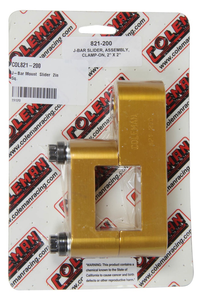 [COL821-200] Coleman Racing Products - J-Bar Mount Slider 2in Sq.