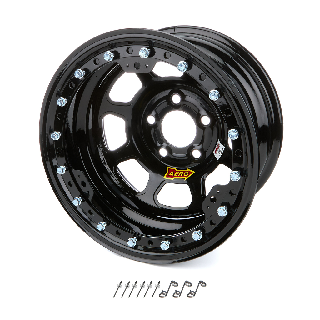 [ARW53-185010B] Aero Race Wheels - Wheel 15x8 1in B/S Black w/ Black Ring
