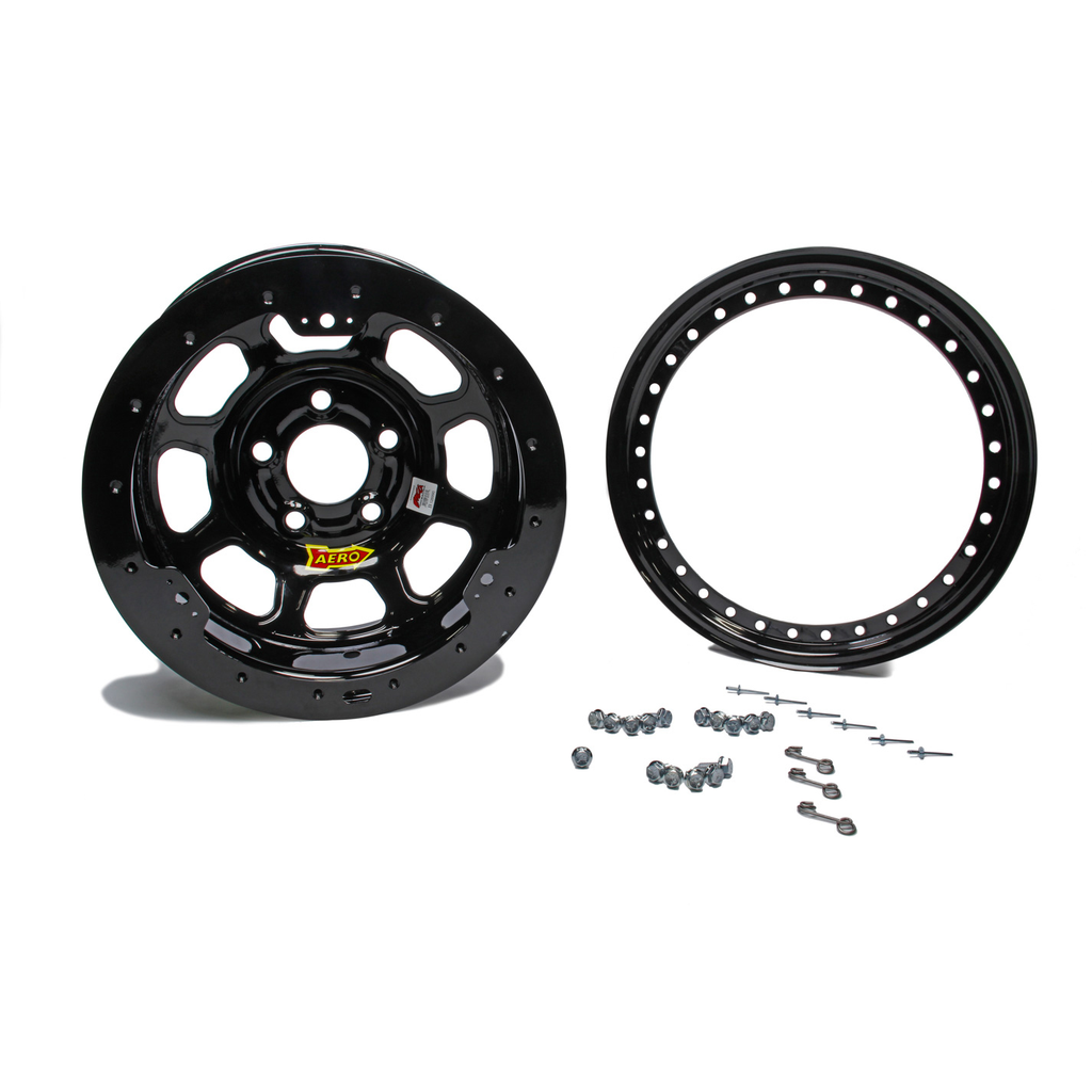 [ARW53-185020B] Aero Race Wheels - 15x8 2in 5.00 Black W/ Black Ring