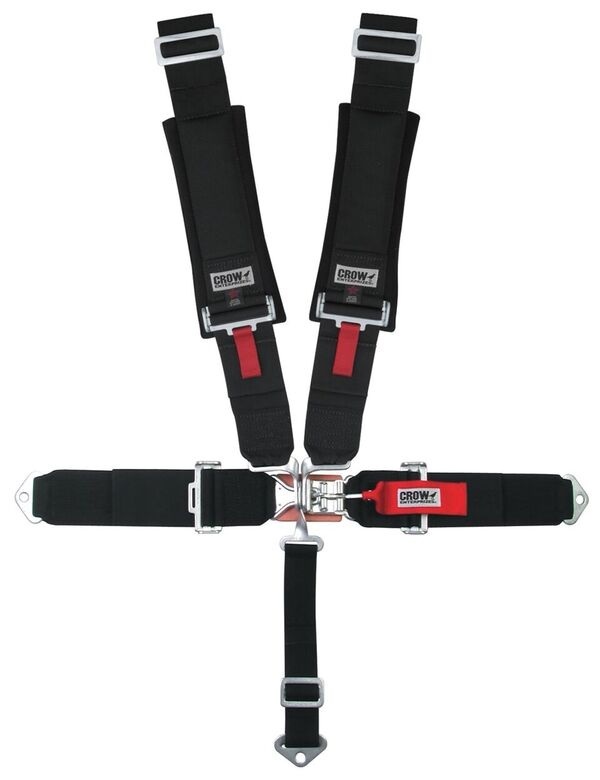 [CRW11004-2] Crow Safety Gear - 2X2 5-Way Latch & Link Harness BI/W/A Lap Belt