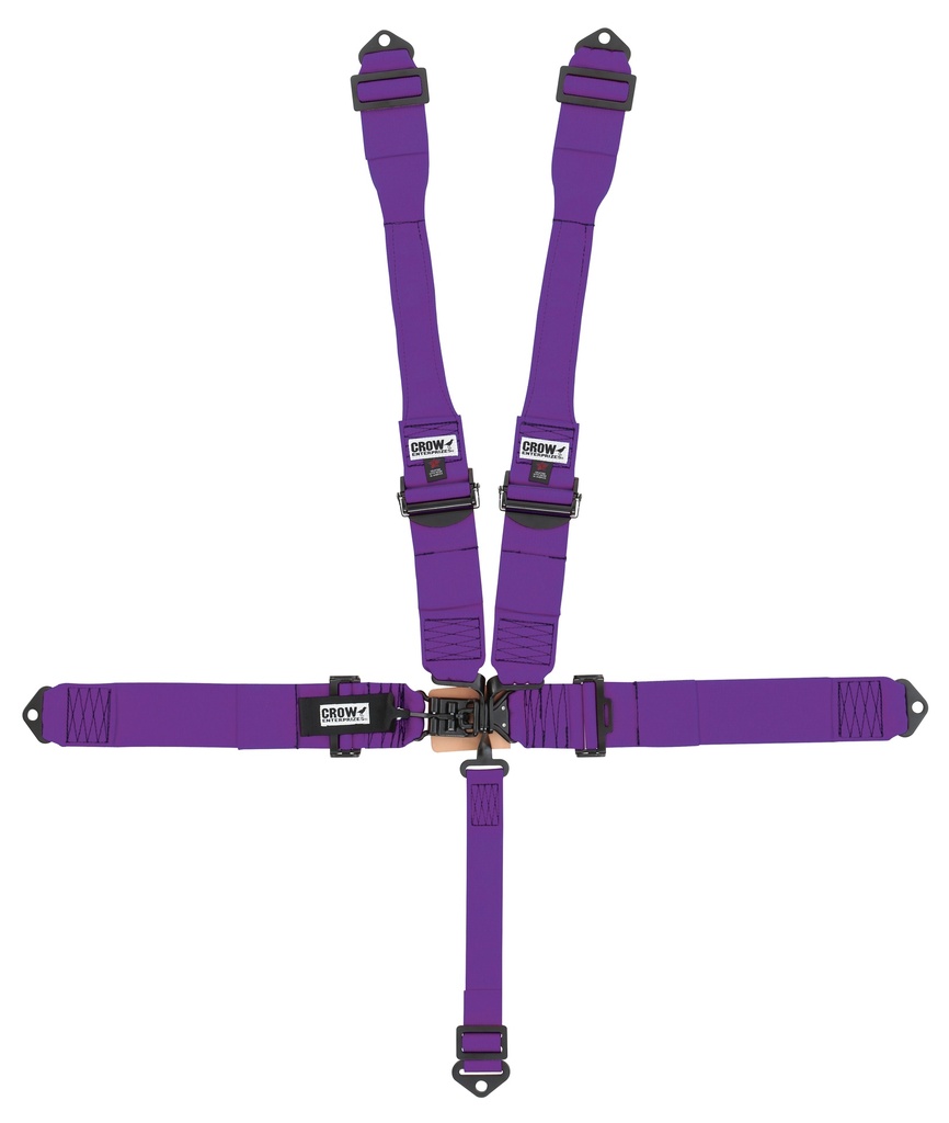 [CRW11005PRB] Crow Safety Gear - 5-Way L&L 52in Lap Belt- Indiv DB Harness B/I  Bl