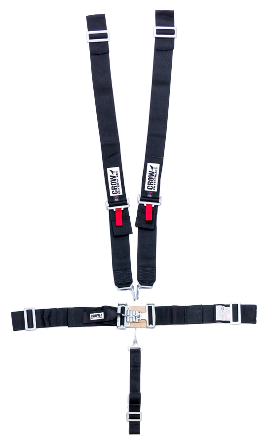 Crow Safety Gear - 5-Pt Harness Big Latch Blk Wrap Around Pull Dow