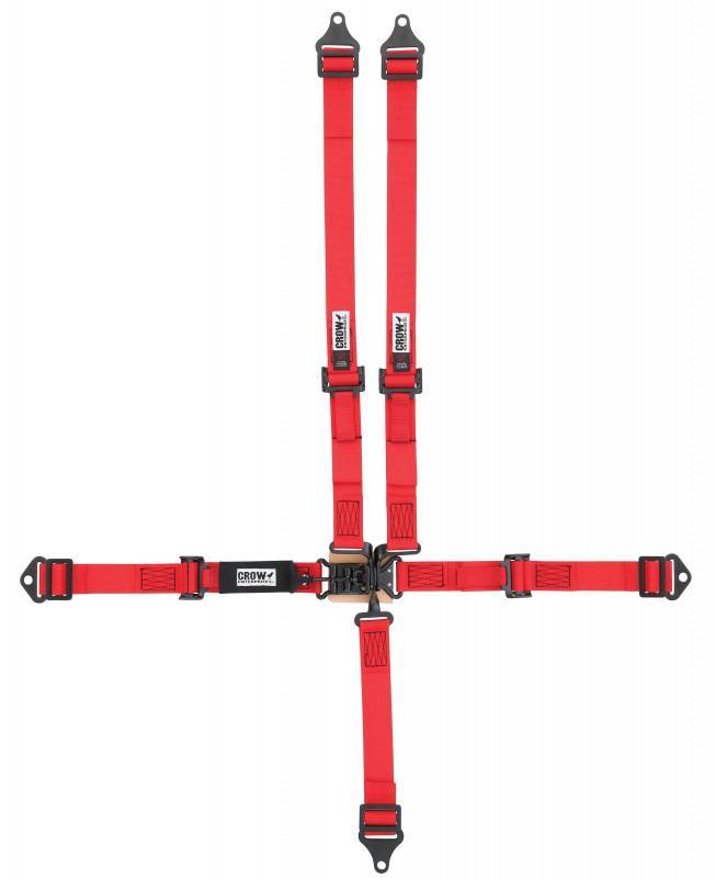 [CRW11182AB] Crow Safety Gear - 5-Way L&L 2in Lap Belt Pull-up Adj All B/I & W/