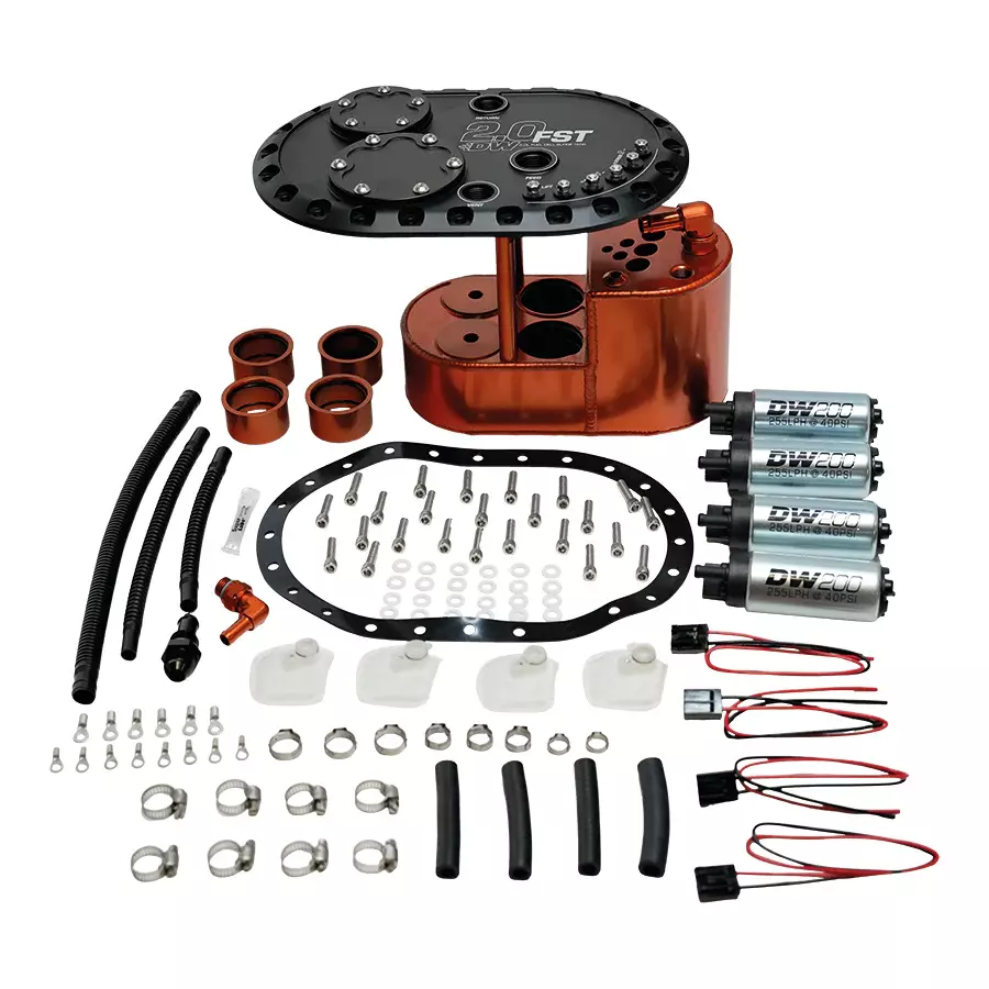 Deatschwerks - 2.0L Staged Fuel Cell Surge Tank With 4 DW200 Fu