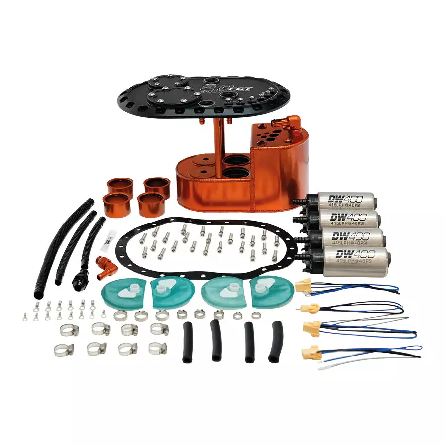 [DWK6-401-20FST] Deatschwerks - 2.0L Staged Fuel Cell Surge Tank with 4 DW400 Fuel Pumps