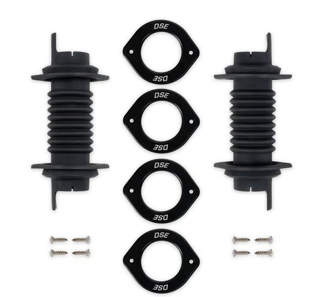 [DSE010422DS] Detroit Speed Engineering - Door Jamb Wiring Boot Kit -Black Anodize Trim