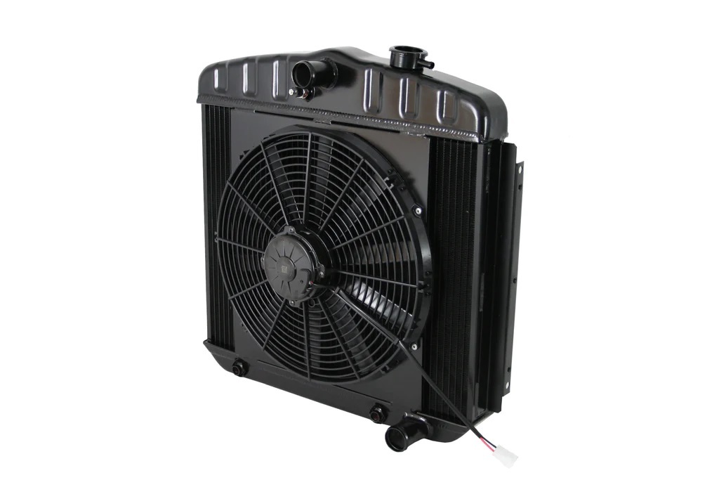 [DEW32-6239013A] Dewitts Radiator - Radiator W/Fans 55-57 Chevy LS Auto Trans Blk