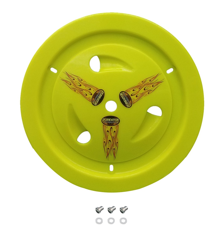 [DOM1013-D-FLO-YE] Dominator Race Products - Wheel Cover Dzus-On Fluo Yellow