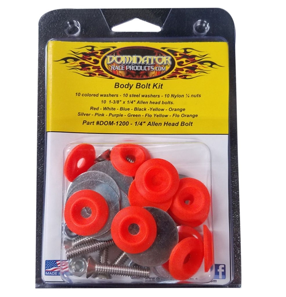 [DOM1200-A-FLO-OR] Dominator Race Products - Body Bolt Kit Flou Orange Allen Head