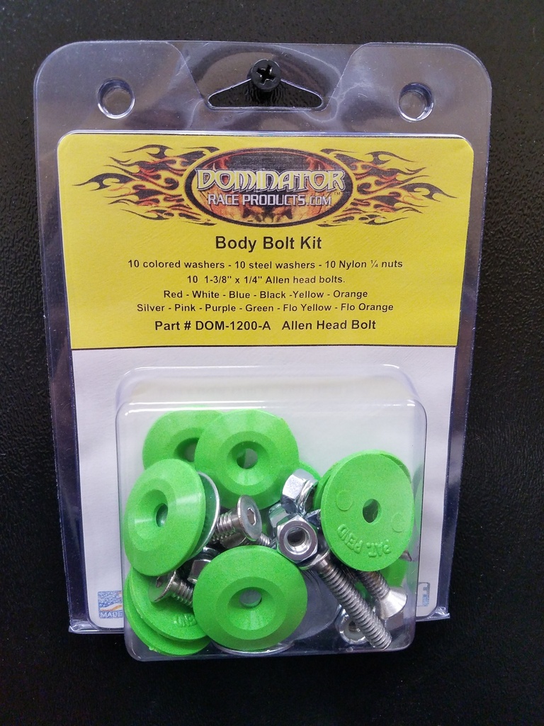 [DOM1200-A-XG] Dominator Race Products - Body Bolt Kit Xtreme Green Allen Head