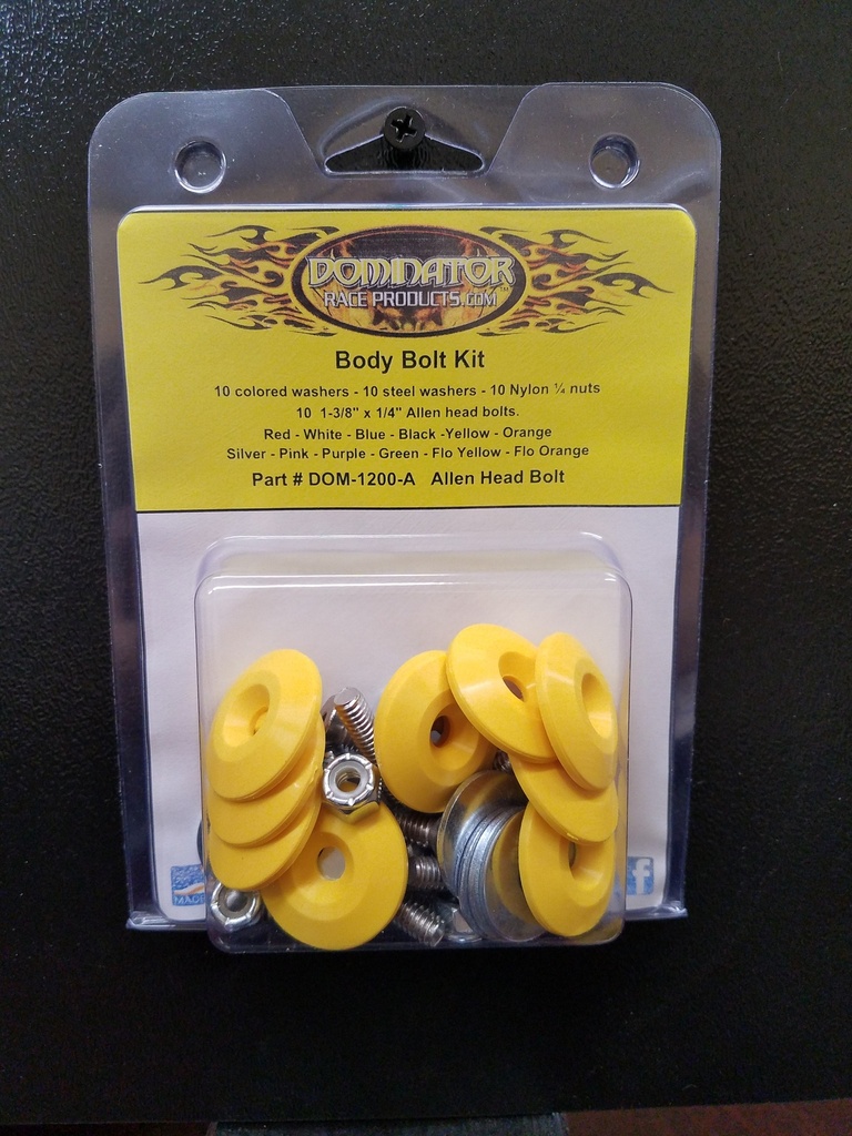 [DOM1200-A-YE] Dominator Race Products - Body Bolt Kit Yellow Allen Head