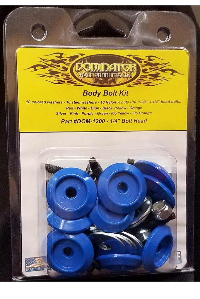 [DOM1200-B-BL] Dominator Race Products - Body Bolt Kit Blue Hex Head