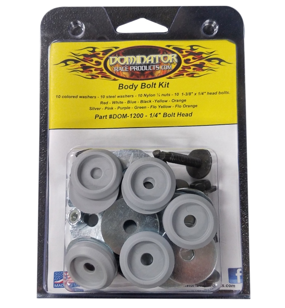 [DOM1200-B-GRY] Dominator Race Products - Body Bolt Kit Gray Hex Head