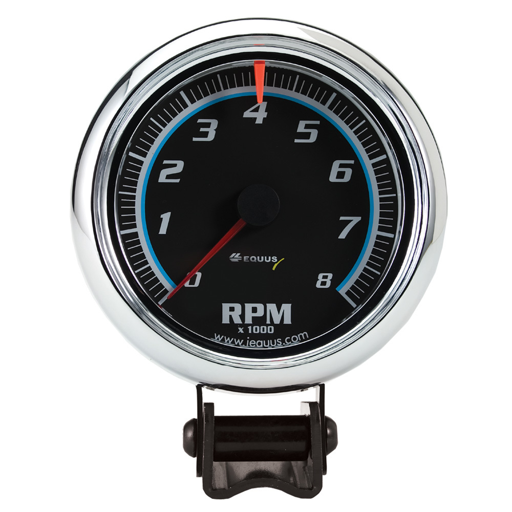[EQUE6078] Equus - 3-3/8 Dia Tachometer 8000 Rpm Black Dial
