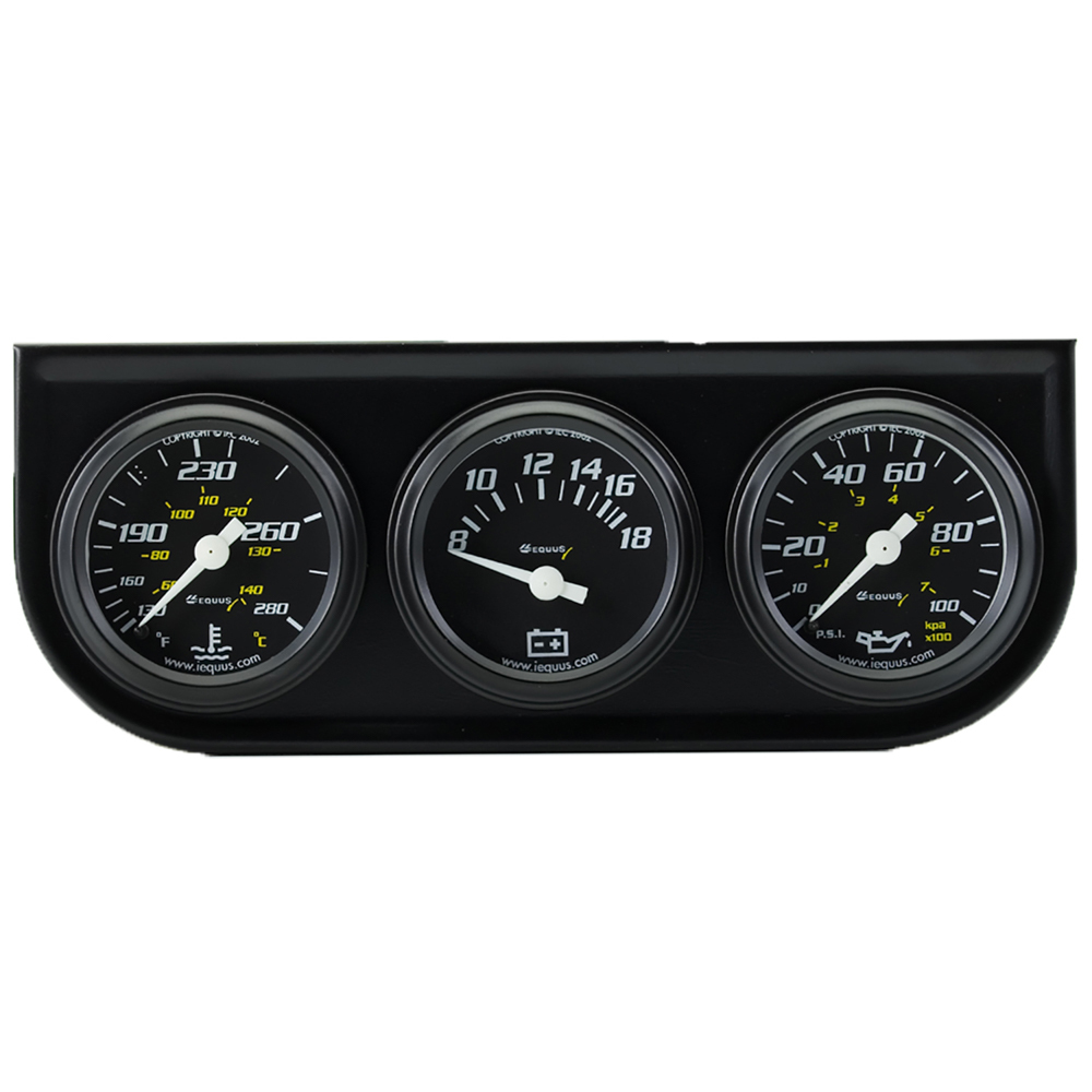 [EQUE6100] Equus - 1-1/2 Dia Triple Gauge Set W/Black Panel