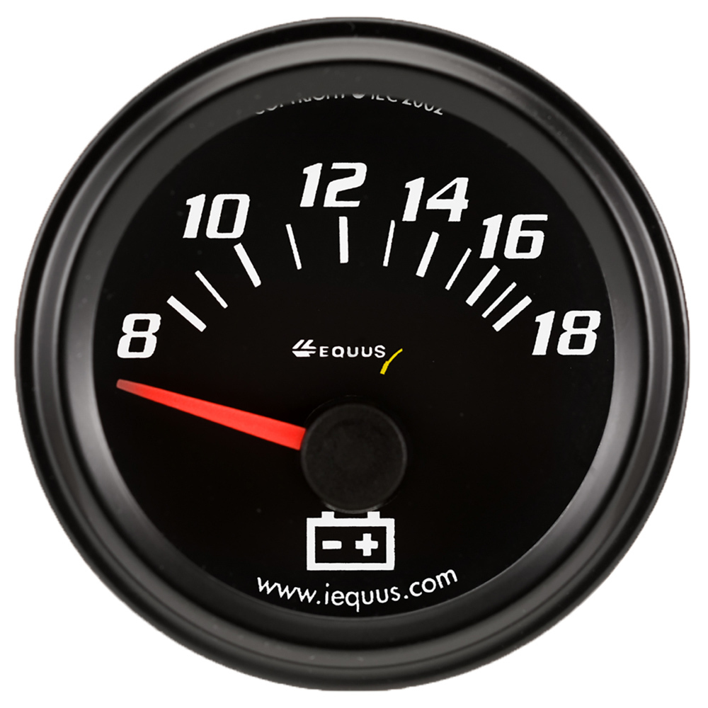 [EQUE6268] Equus - 2.0 Dia Voltmeter Gauge Black 8-18 Volts