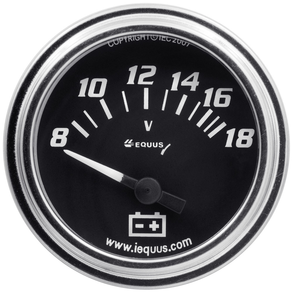 [EQUE7268] Equus - 2.0 Dia Voltmeter Gauge Chrome 8-18 Volts