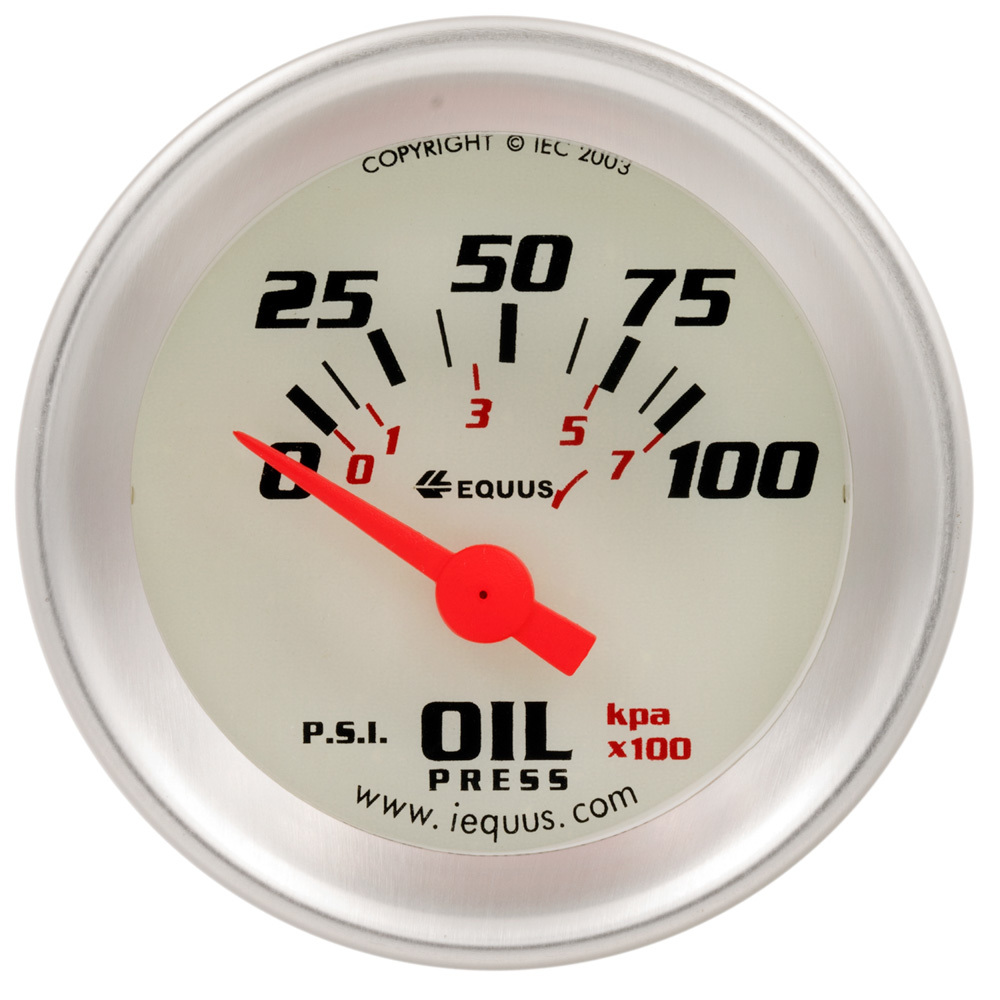 [EQUE8164] Equus - 1-1/2 Dia Oil Pressure Gauge Silver 0-100psi