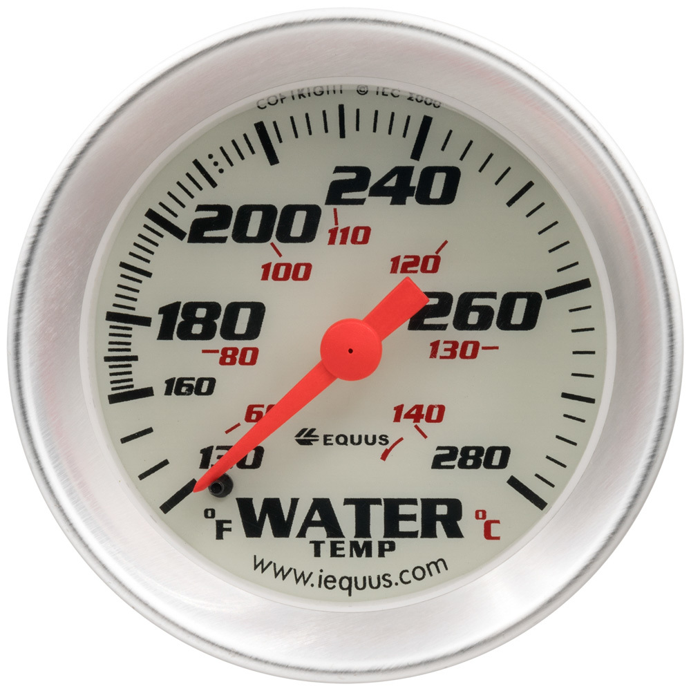 [EQUE8242] Equus - 2.0 Dia Water Temp Gauge Silver 130-280