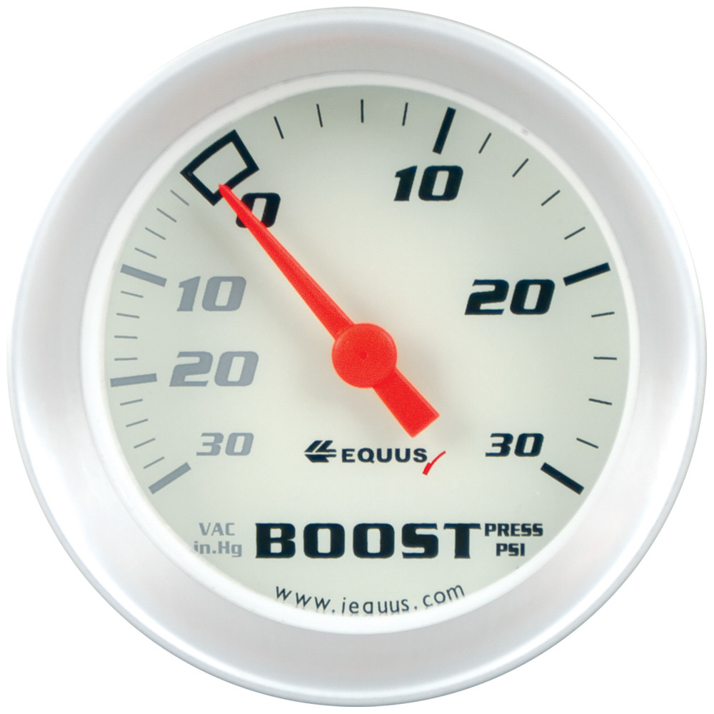 Equus - 2.0 Dia Vacuum/Boost Gauge Silver 30 Hg/30 Ps