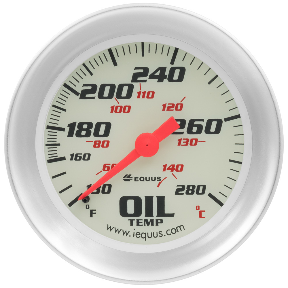 [EQUE8443] Equus - 2-5/8 Dia Oil Temp Gauge Silver 130-280
