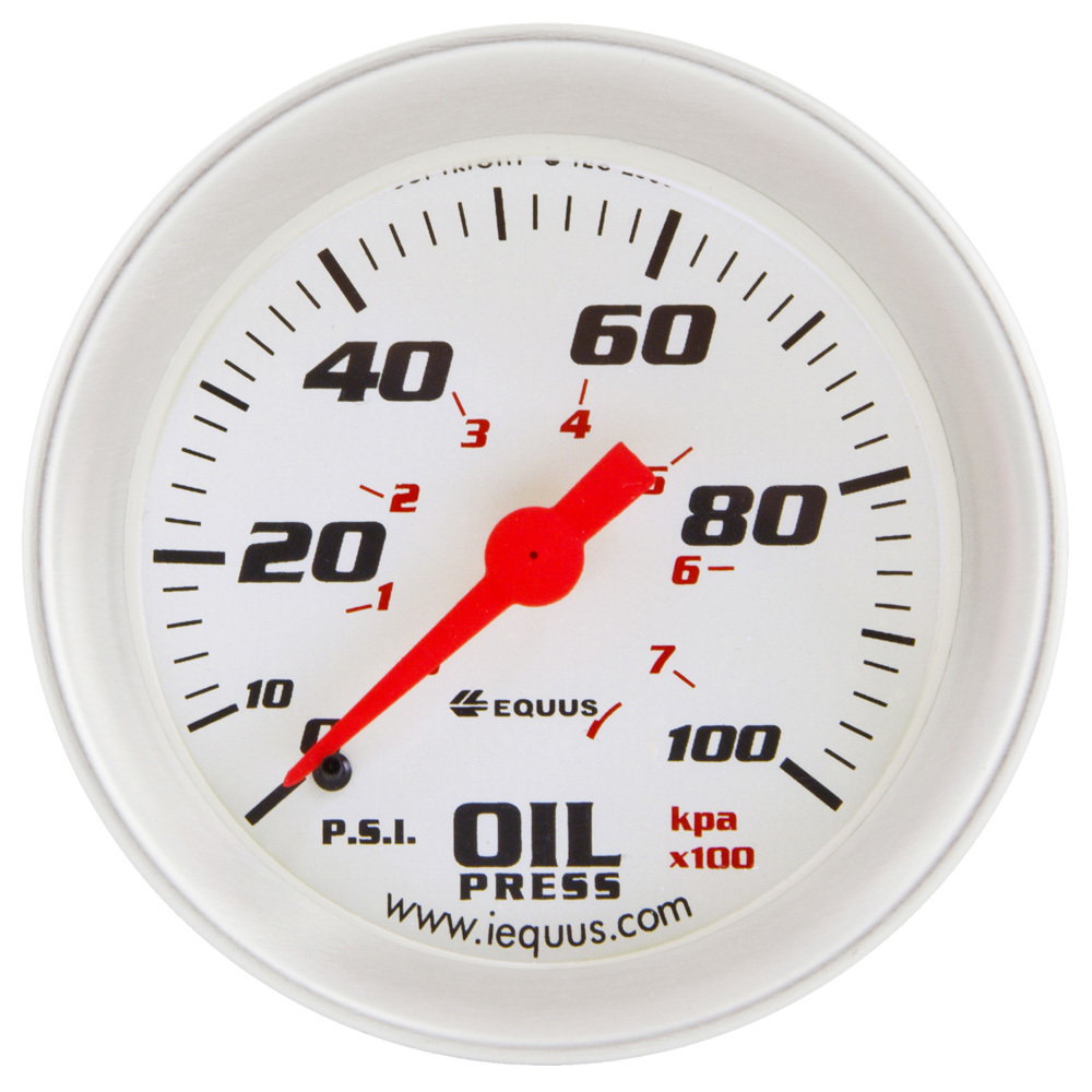 Equus - 2-5/8 Dia Oil Pressure Gauge Silver  0-100psi