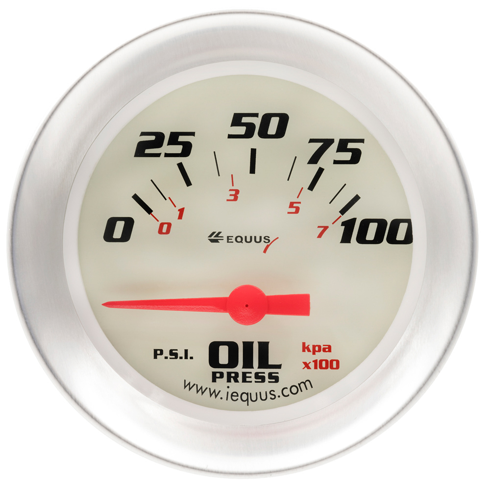 [EQUE8464] Equus - 2-5/8 Dia Oil Pressure Gauge Silver 0-100psi
