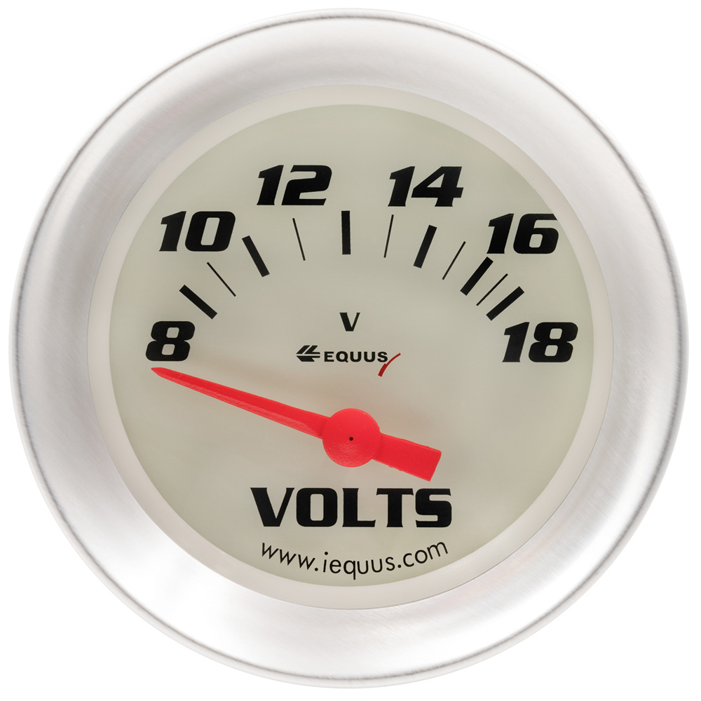 [EQUE8468] Equus - 2-5/8 Dia Voltmeter Gauge Silver 8-18 Volts
