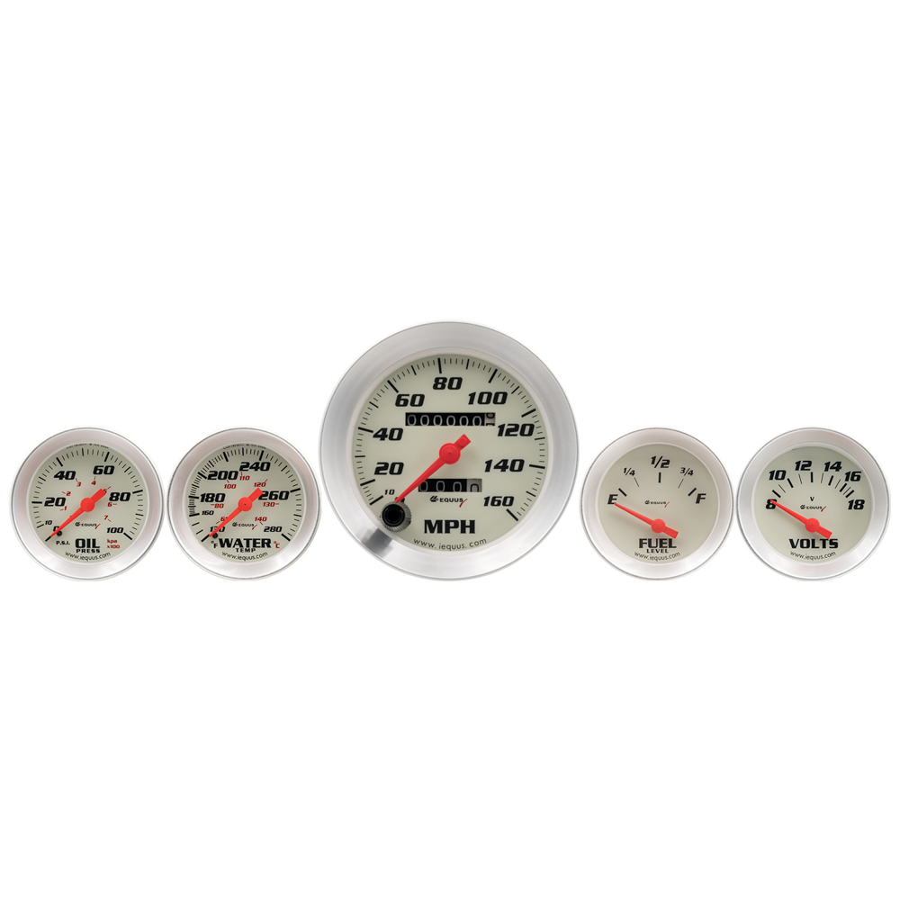 Equus - 5-Piece Gauge Set White Face/Silver Bezel