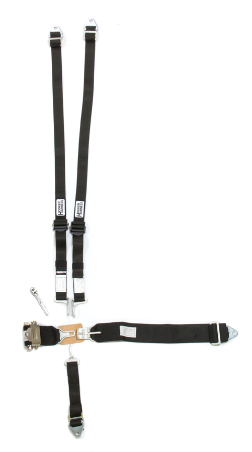 [HRH52110] Hooker Harness - 5-Pt Harness Hans Alum. Ll Usd Ratchet Adj Black
