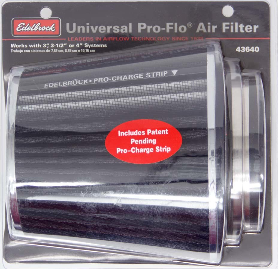 [EDE43640] Edelbrock - Pro-Flo Air Filter Cone 6.70 Tall Black/Chrome