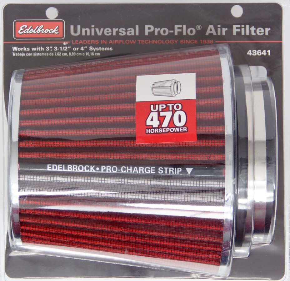 [EDE43641] Edelbrock - Pro-Flo Air Filter Cone 6.70 Tall Red/Chrome