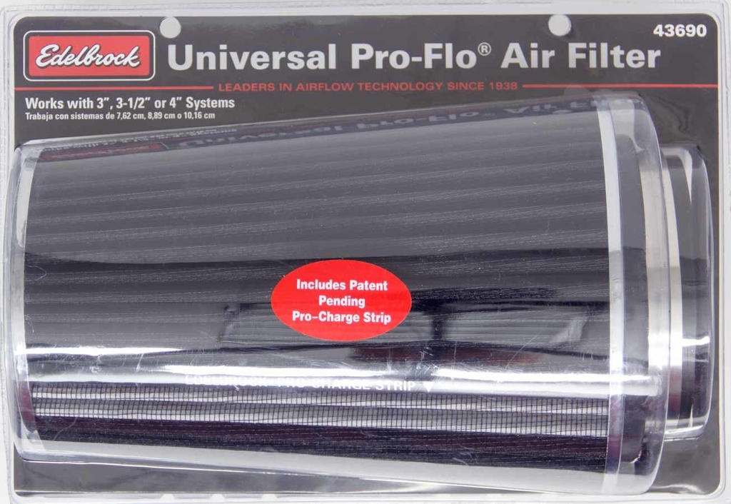 [EDE43690] Edelbrock - Pro-Flo Air Filter Cone 10.5 Tall Black/Chrome