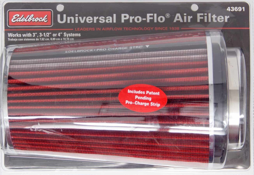 [EDE43691] Edelbrock - Pro-Flo Air Filter Cone 10.5 Tall Red/Chrome